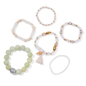 Set of 6 Stretchable Bracelets Real Stones